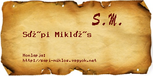 Sápi Miklós névjegykártya